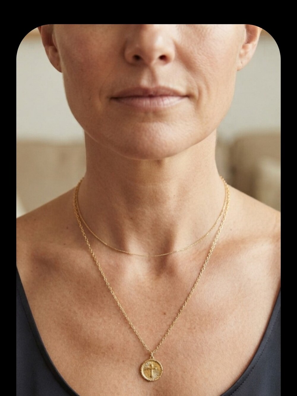 Delicate Gold Cross Medallion Necklace for Women